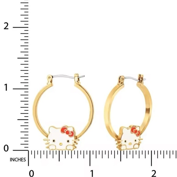 ⭐️NEW⭐️ 14K Gold Plated Sanrio Hello Kitty Hoop Earrings - Picture 3 of 7